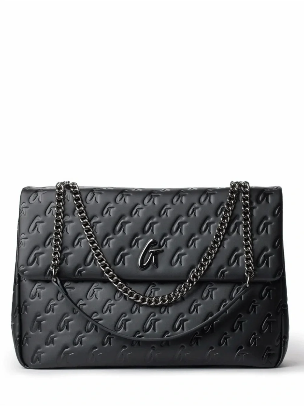 Quilted Signature Chain Shoulder Bag - Black